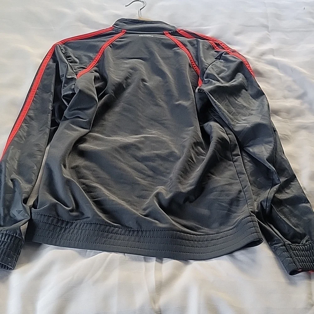 adidas Mens Dark Gray with Red Accents Windbreaker, Size: M